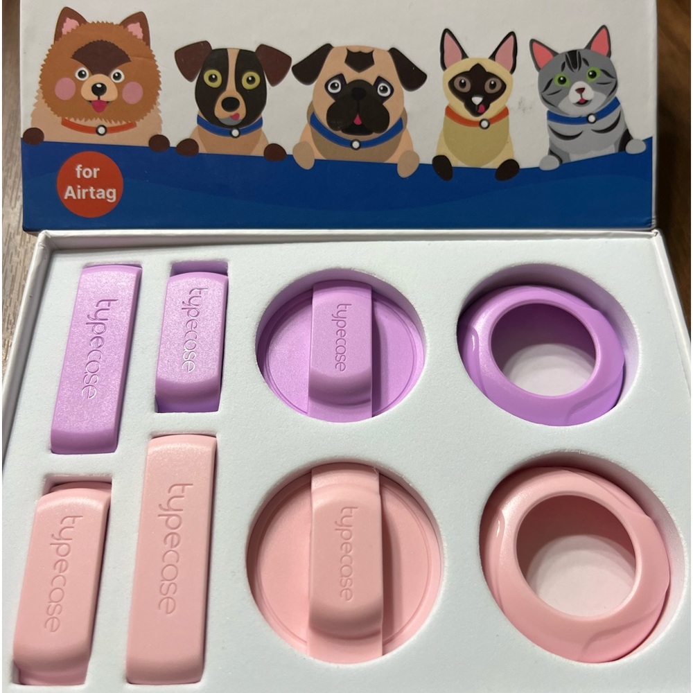 NIB Pet Collar Holder Apple AirTag 2-pack Pink Purple Add To Your Pet’s Collar